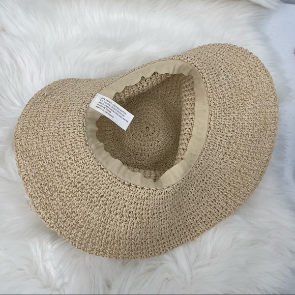 Women's Summer Paper Woven Wide Brim Sun Beach Hat - Picture 3 of 9